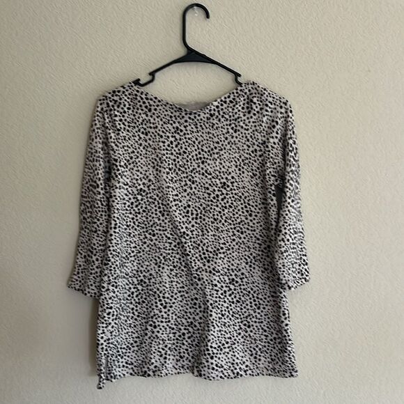 LADIES JJILL BOAT-NECK SWEATER OCELOT PATTERN Size Small 3/4 Sleeve - Picture 7 of 14
